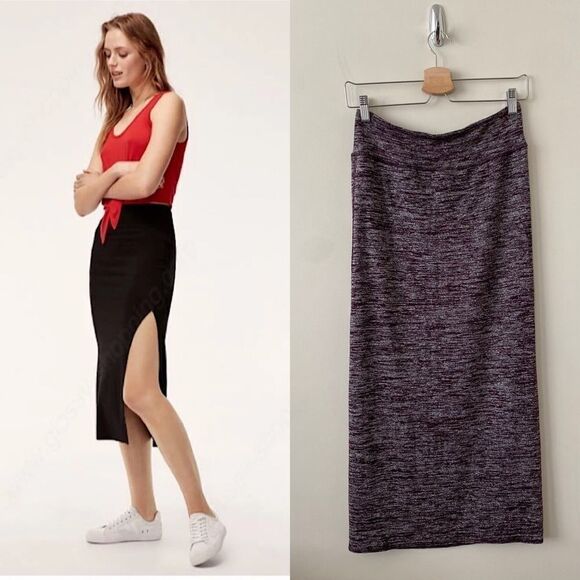 Aritiza-Wilfred Free Shields Heather Purple Midi Wrap Skirt (Medium) - Picture 1 of 8